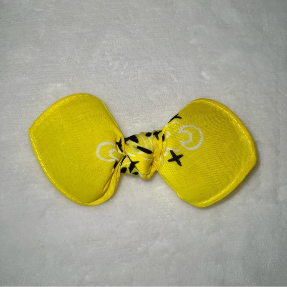 Yellow Paisley Rockabilly Bandana Knotted Hair Bow - Picture 7 of 11